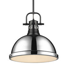  3604-L BLK-CH - Duncan 1-Light Pendant with Rod in Matte Black with Chrome